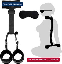 BDSM Neck to Wrist Restraints Bondage Set - Behind Back Handcuffs Collar with Bl