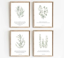 4 Pcs Inspirational Bible Verses Wall Art Christian Scripture Sage Green Euca...