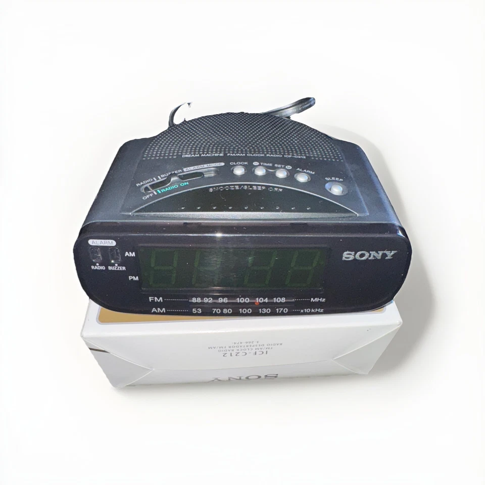 Sony ICF-C212 Radio Reloj FM/AM Dream Machine Negro Verde LED NUEVO En Caja Respaldo Foto 4 de 4