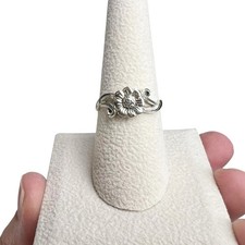 Sterling Silver DBD Stamped Sunflower Flower  Vine Ring Size 7.5 Dainty Plants