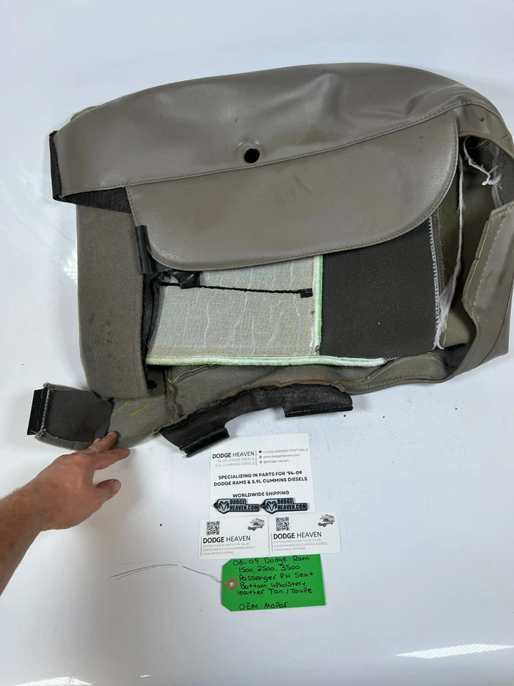 Dodge Ram 1500-3500 2006-2009 fabricante de equipos originales asiento de pasajero tapizado inferior cuero tostado Foto 3 de 4