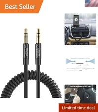 Adjustable Coiled Aux Cord 1-4FT with Gold-Plated Connectors for Superior Sound