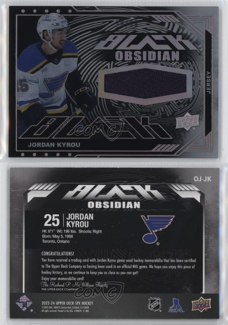 2023-24 SPx UD Black Obsidian Jerseys 76/99 Jordan Kyrou #OJ-JK 02l7 thumbnail 3