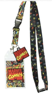 Marvel Comics Page ID Lanyard Badge Holder With 1.5'' Rubber Charm Pendant