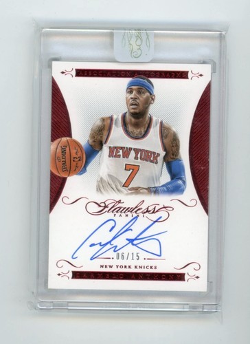 2015 Panini Flawless Carmelo Anthony Association On Card Auto /15 Knicks AA-CA