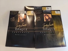 3 Pair 1980's Vtg Jaclyn Smith Opaque Light Control Top Pantyhose C&D Gray&Navy