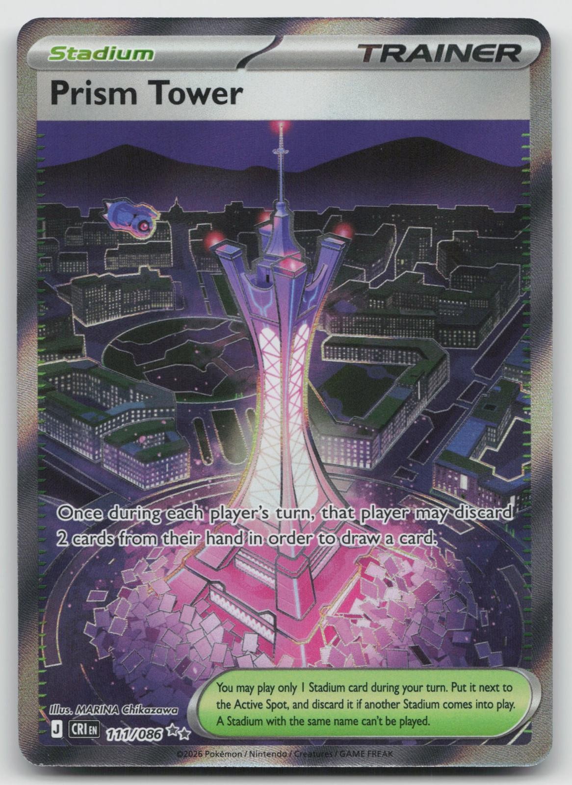 Prism Tower 111/086 Ultra Rare Chaos Rising Pokemon Holo Near Mint