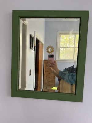 Mirror Green Wood Framed Rectangular Accent Wall Mirror 23x19.5 Farmhouse Style