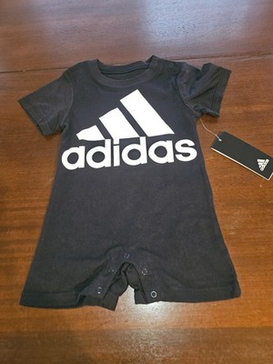 adidas Baby Sizes Shortie All Over Print Summer Romper Black 12 mo NWT