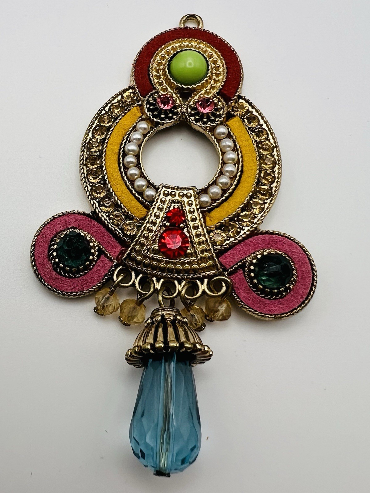 Boho Statement Pendant Large Multicolor Filigree … - image 1