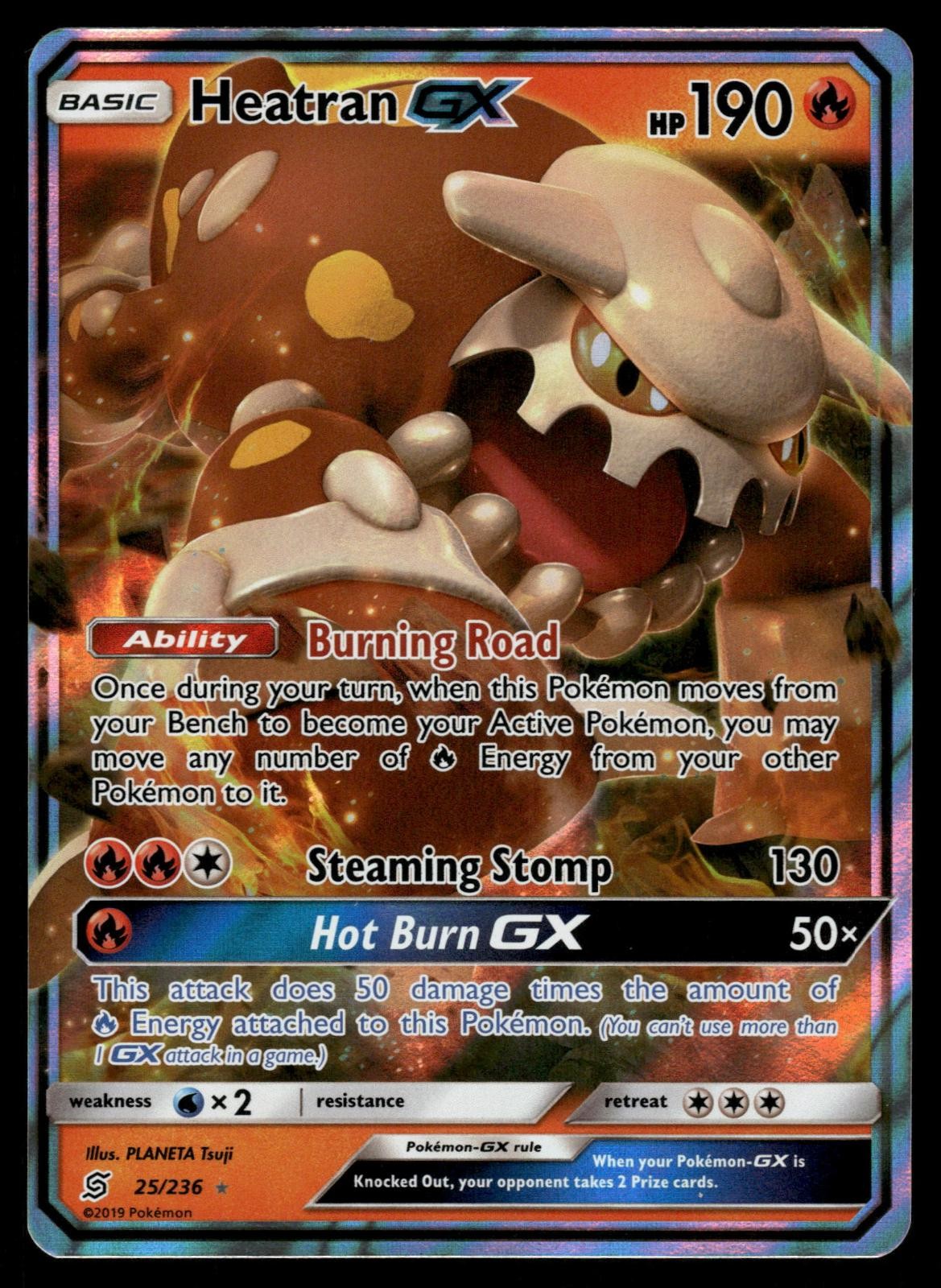 Heatran GX 25/236 Holo GX Rare Unified Minds Pokemon Lightly Played
