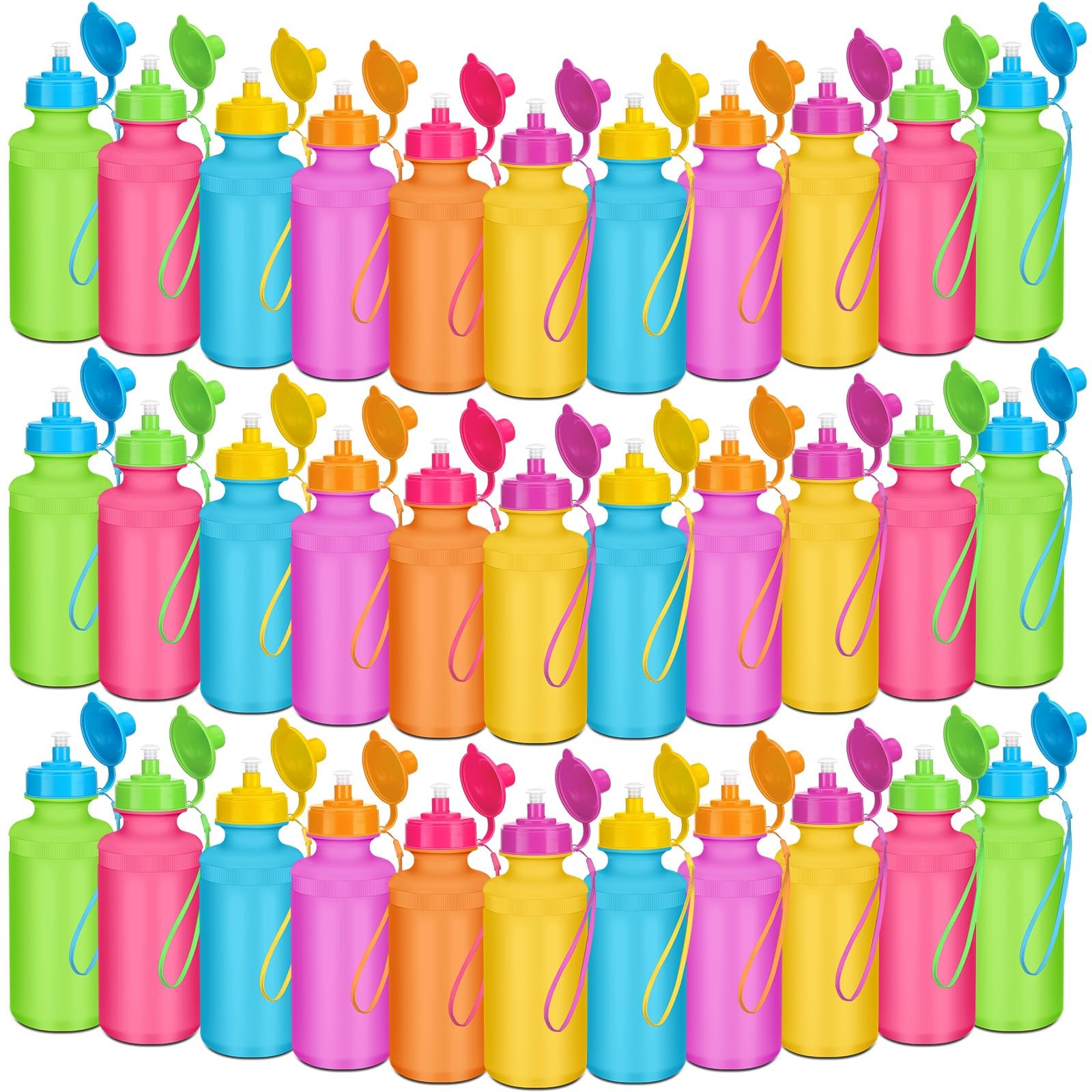 S Bulk 20 Oz Squeeze Reusable Plastic Water Bottles...