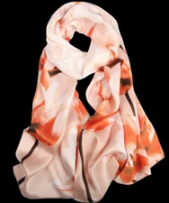 100% Silk mulberry Scarf Women shawl Wrap neckerchief floral beige yellow JH5-50