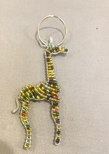 Beaded Giraffe Key Chain , Multi Color Handmade Wild Animals