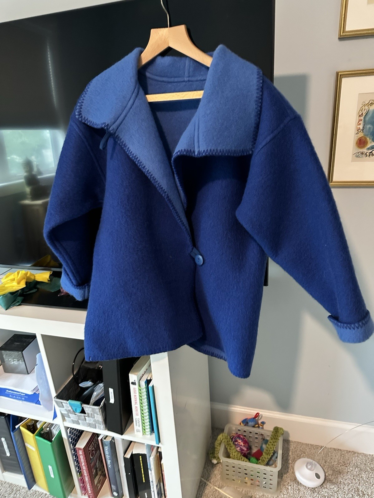 Women's Blue Button Front Short Basic Jacket Long… - image 3