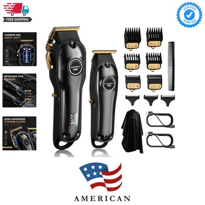 PRO Professional Hair Clippers for Men- Hair Cutting Kit & Zero Gap T-Blade T...