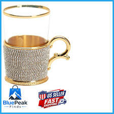 Demmex Handmade Rhinestone Crystal Decorated Fancy Coffee Tea Beverage Glasses
