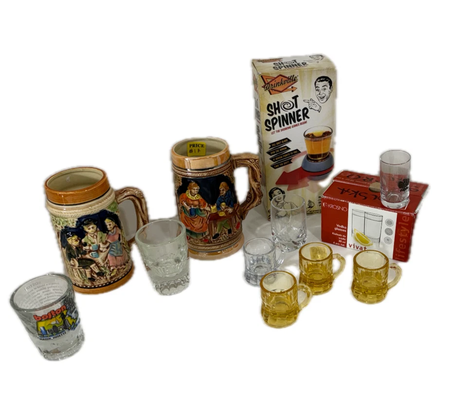 Piedras de cerveza de colección, vidrio de tiro mixto, spinner de tiro, taza alemana y mini tazas Foto 2 de 4