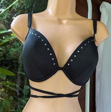 Strappy Rhinestone Bikini Top   UK 34E   Push-Up Underwired Swimwear   RRP  32