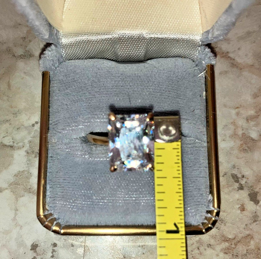 Vintage .5" Rectangular Simulated Diamond Ring Si… - image 3