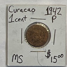 Curacao 1942 1 Cent Coin P Variety MS UNC Uncertified BN Brown