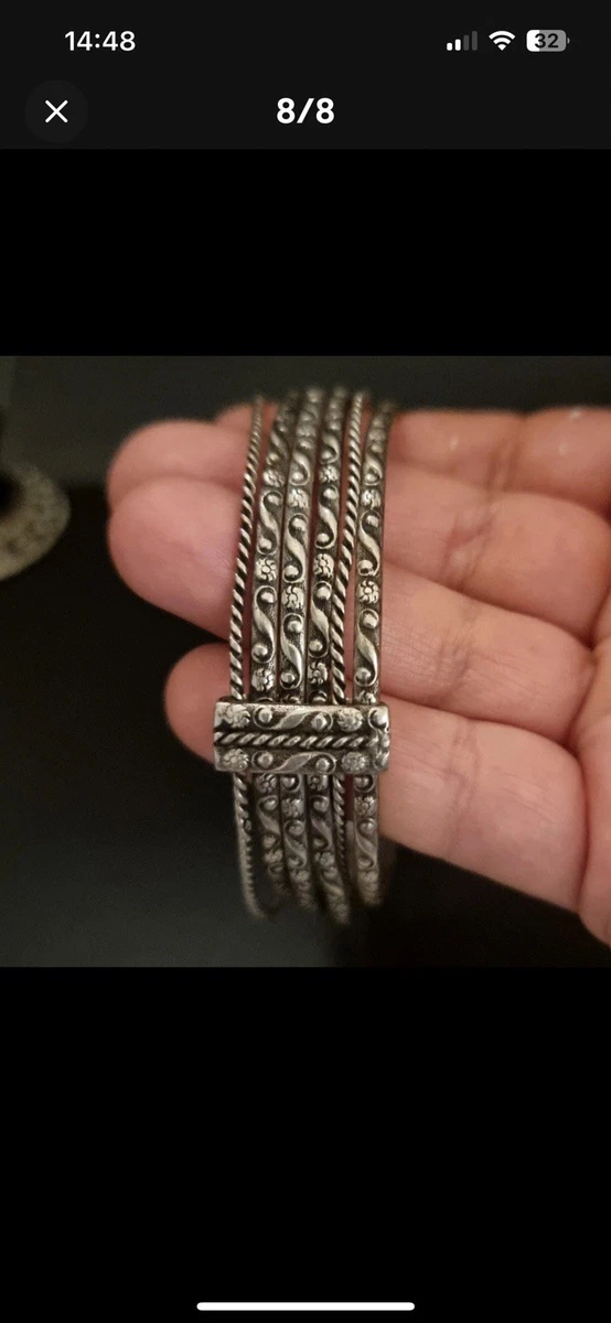 Bracelet Semainier Jonc En Argent Massif – Diamètre 6,2 Cm – Occasion