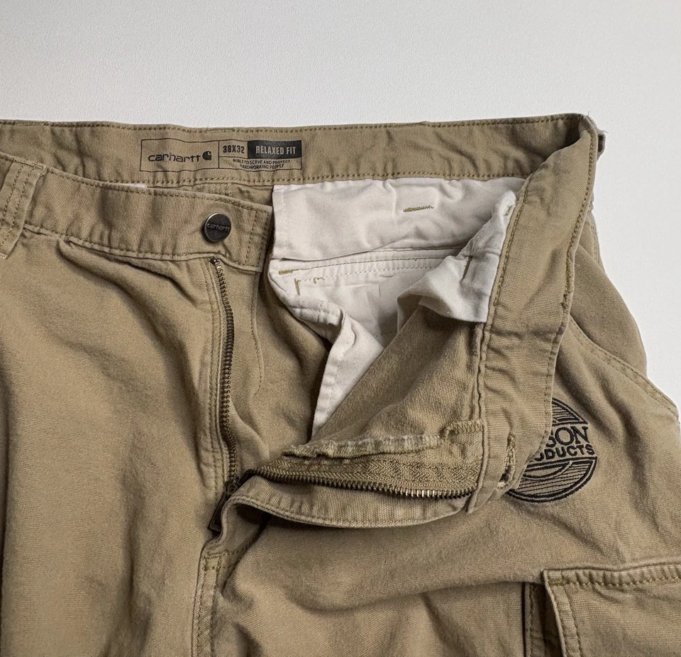 Брюки рабочие Carhartt Cargo прочные гибкие свободные крой 103574 253 желтовато-коричневые мужские 36 x 32 - Изображение 3 из 4