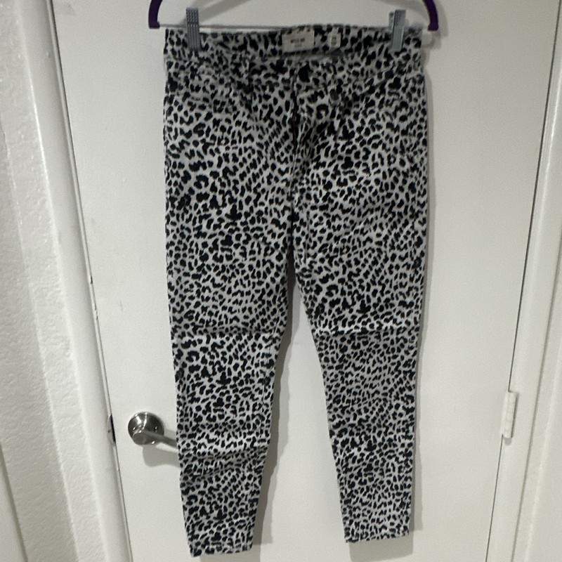 Miss Me Women’s White Black Animal Print Denim Skinny Jeans 5-Pocket Zip Button