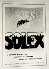 1837 Old Vintage Advertising"SOLEX PARTENZA ISTANTANEA-VLAHOV"Pubblicità d'Epoca