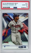 Graded 2018 Bowman's Best RONALD ACUNA JR #51 Rookie RC Baseball Card PSA 10. rookie card picture