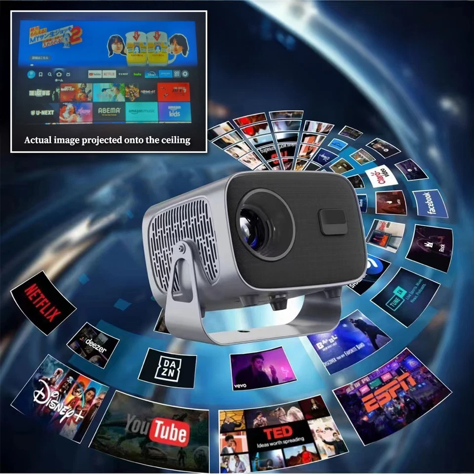 Mini HD LED Projector WiFi Bluetooth 1080P Portable Home Theater Android HDMI US - Image 2 of 4