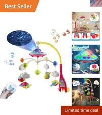 Interactive Musical Mobile with Star Projector  Rotating Pendants for Infants