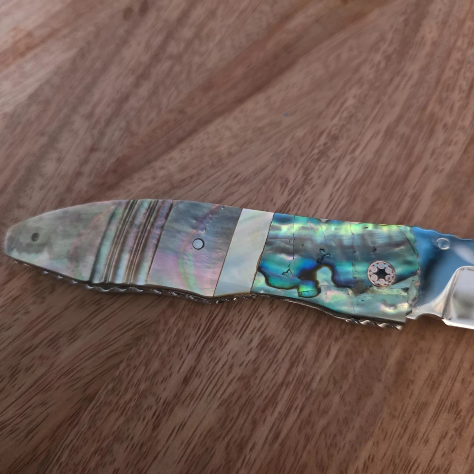 Cuchillo Plegable Falcon Abulón Madreperla Concha Incrustación Navaja de Bolsillo para Caballeros Foto 3 de 4