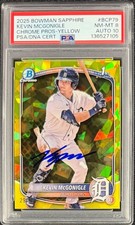 KEVIN MCGONIGLE SIGNED 2025 BOWMAN SAPPHIRE YELLOW #BCP79 PSA 8 AUTO 10   /75