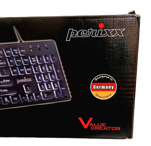 PERIBOARD-317 Wired Backlit USB Keyboard Big Print Letter White NEW Open Box - Picture 3 of 11