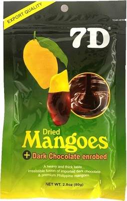 7D Dried Mangoes Dark Chocolate Enrobed Export Quality Philippines 2.8 oz