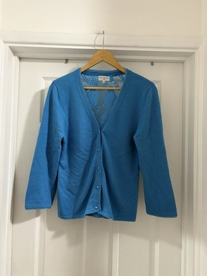 Wolf & Whistle Damen blau Spitze Strick Cardigan Gr. 10-12 Wollmischung dehnbar
