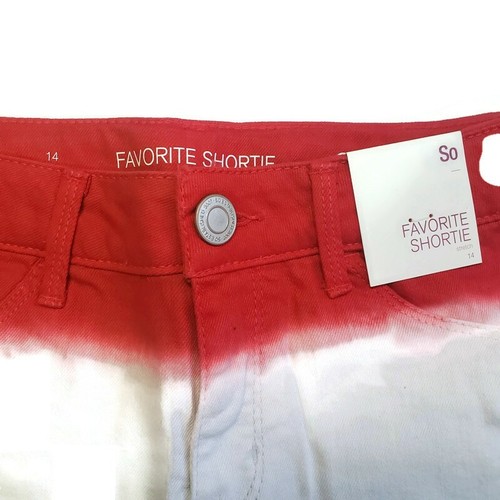 Favorite Shortie SO Flag Cuffed Jean Shorts Girls Size 14 Red White Blue - Picture 3 of 4