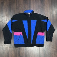 Vintage Adidas 80's / 90's Colorblock Black / Pink / Blue Windbreaker Jacket L