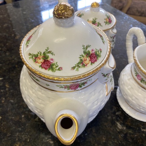 Royal Albert Old Country Roses Teapot NEW 3pc Sets Finished W/ 22k Gold - Picture 11 of 12