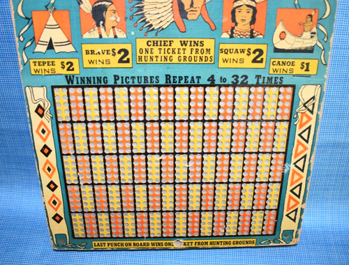 Vintage Stanzbrett Handel Stimulator HAPPY HUNTING indischer Spielautomat Glücksspiel - Bild 3 von 7