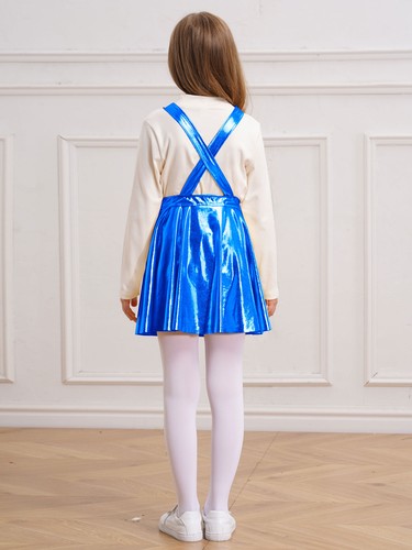 Kids Girl's Dresses Metallic Dress With Pocket Leisure Overalls Criss Cross - Picture 36 of 55