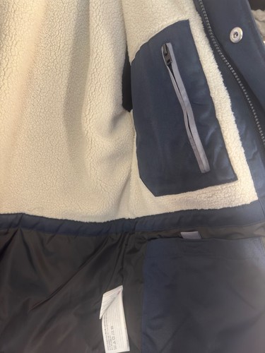 mc91-Abercrombie & Fitch Blue,foax fur,hooded,wind,rain Resi Winter Coat. S. NEW - Picture 3 of 7