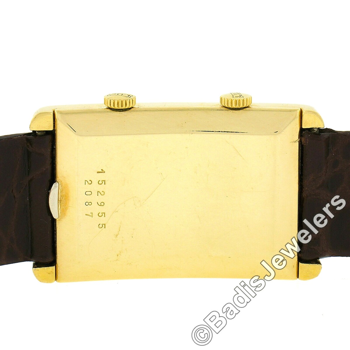 Vintage 18k Gold L.U.C Chopard Dual Time Zone 22mm Rectangular  