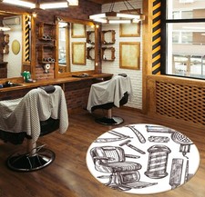Tappeto antiscivolo sedia 3D I004 barbiere negozio tappetino camera rotondo elegante tappeto fotografico