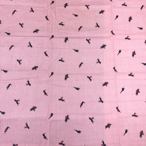 Vintage Pink Gingham Cotton Fabric Tiny Circus Animal Print .8Y #10 - Picture 3 of 6