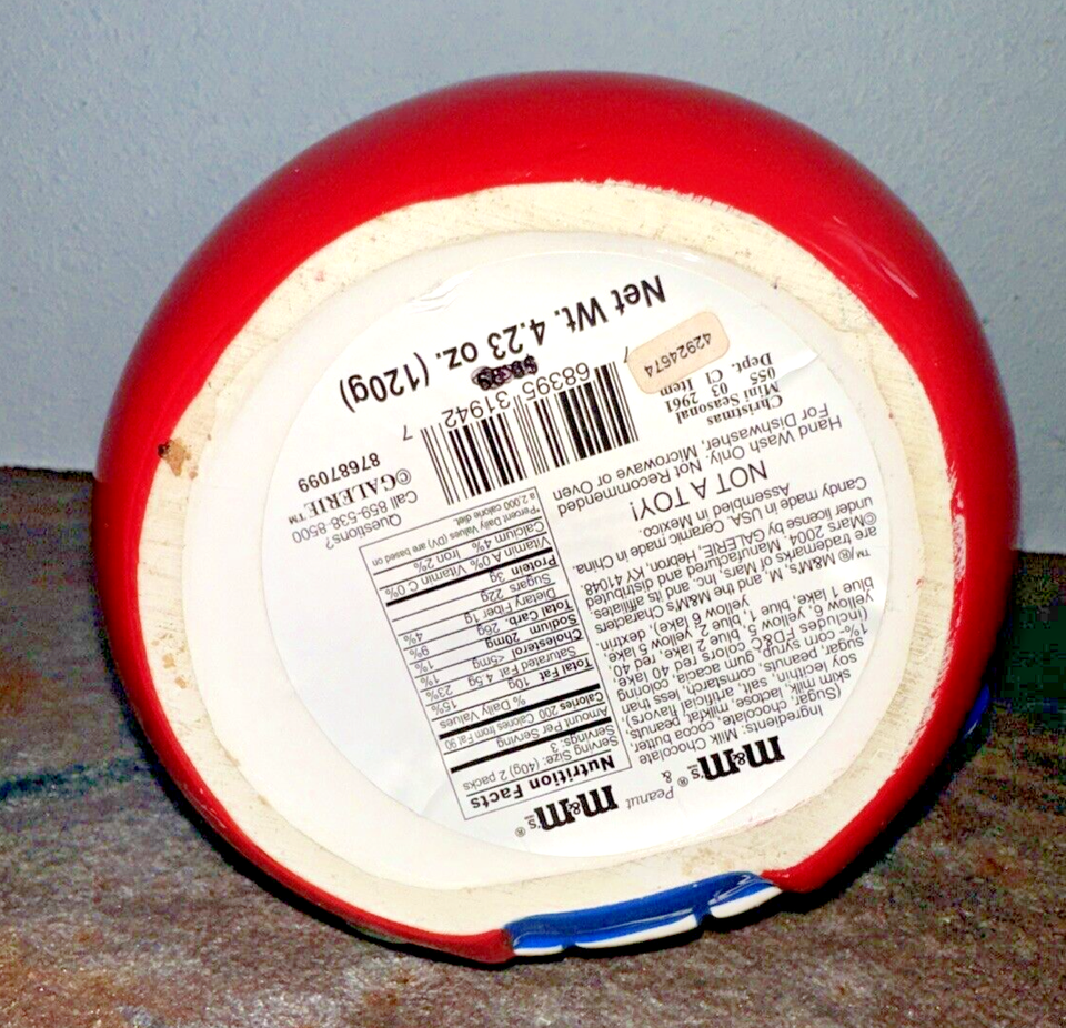 Vintage M&M's Blue Christmas Cookie Treat Jar Galerie 2004 Ceramic