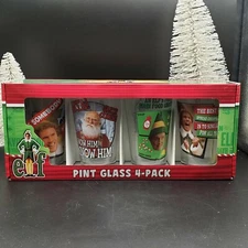 ELF Pint Glass 4-Pack NIB The Movie Elf, Buddy Santa Papa Elf Christmas ICUP