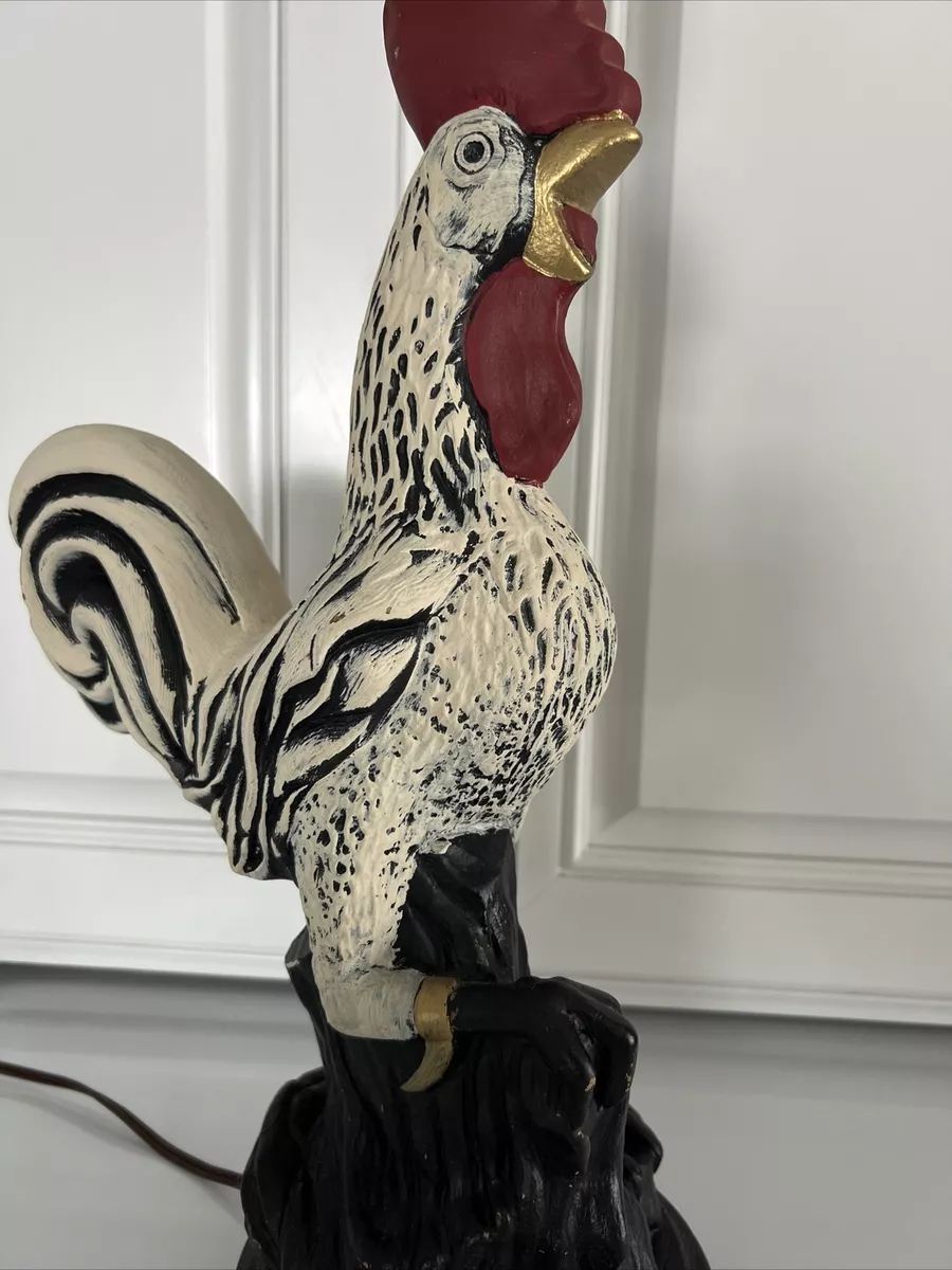 Vintage Rooster Lamp Mid Century Modern PLASTO Mfg Co Plaster Table Lamp 19