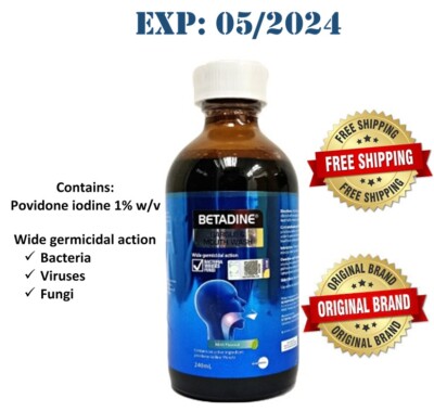 Betadine Gargle & Mouth Wash Relief Sore Throat 240ml EXP: 05/2024 FREE SHIPPING